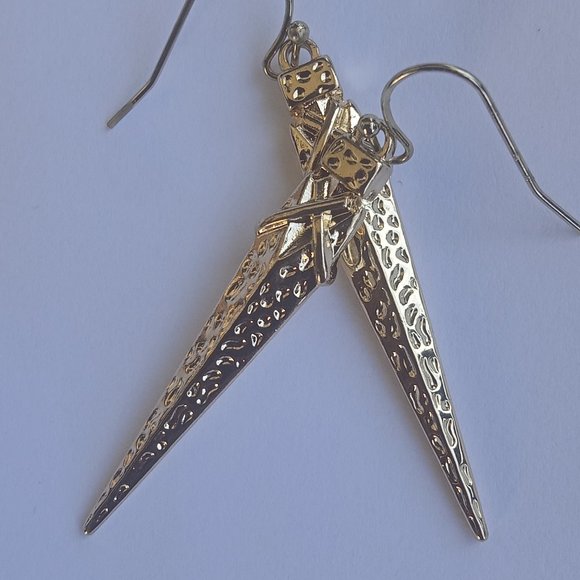 Gold Plated Dangle Trendy Spike Earrings - Picture 3 of 6